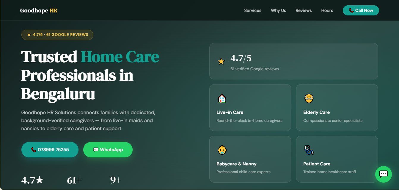 Goodhope HR Solutions — HR & Home Care website by AGS Web Solutions Bangalore